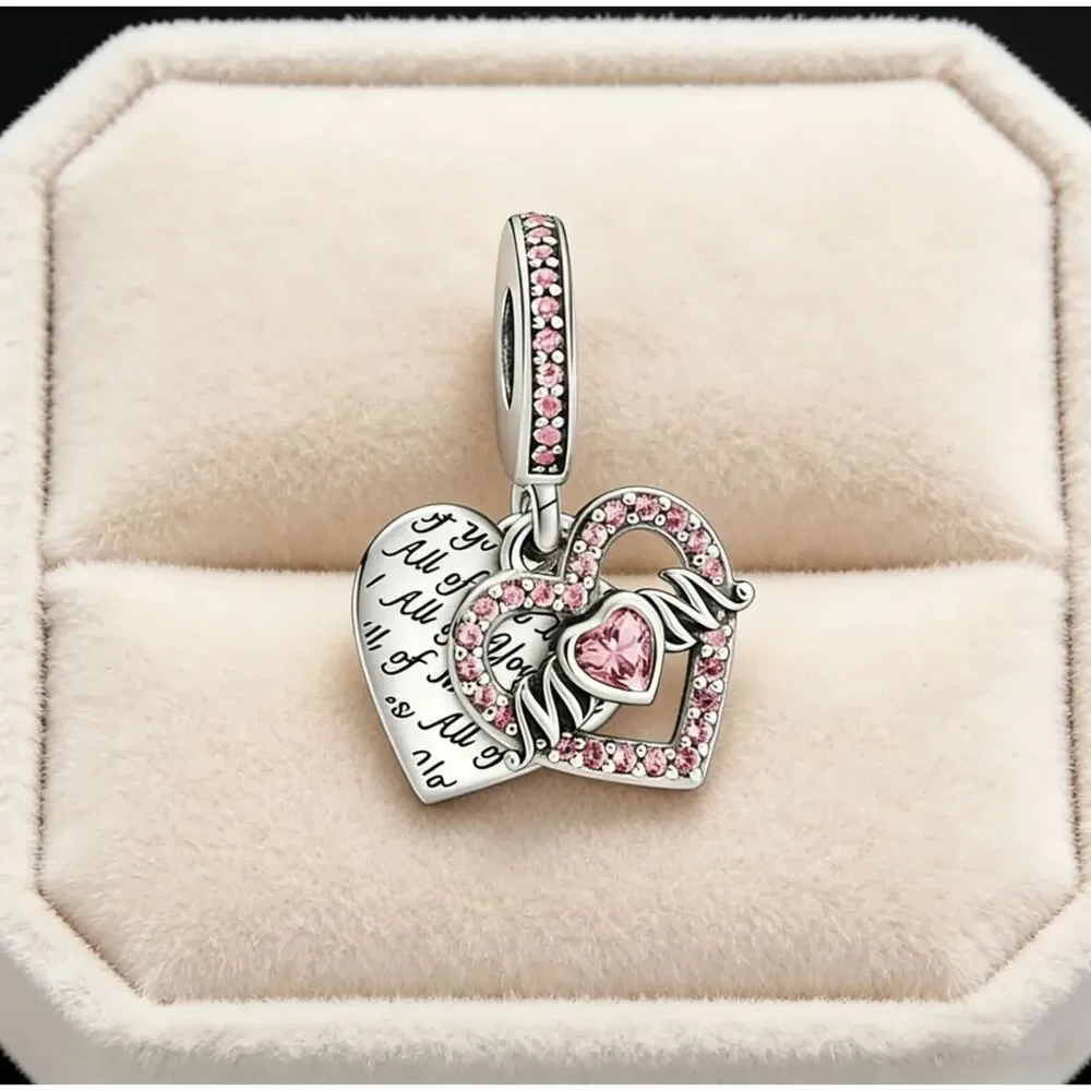 NWOT Mom Heart Pink Silver Pandora FIT Charm